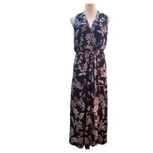 Ralph Lauren Navy Floral Print Sleeveless Lined Maxi Dress Size 8 NWT!